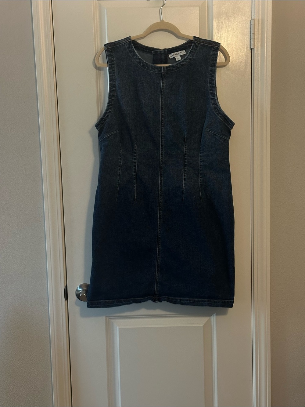 Sleeveless Dark Blue Denim Mini Dress